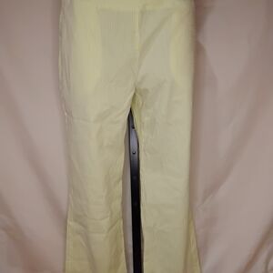 Women's Yellow And White Seersucker Boot Cut Pants